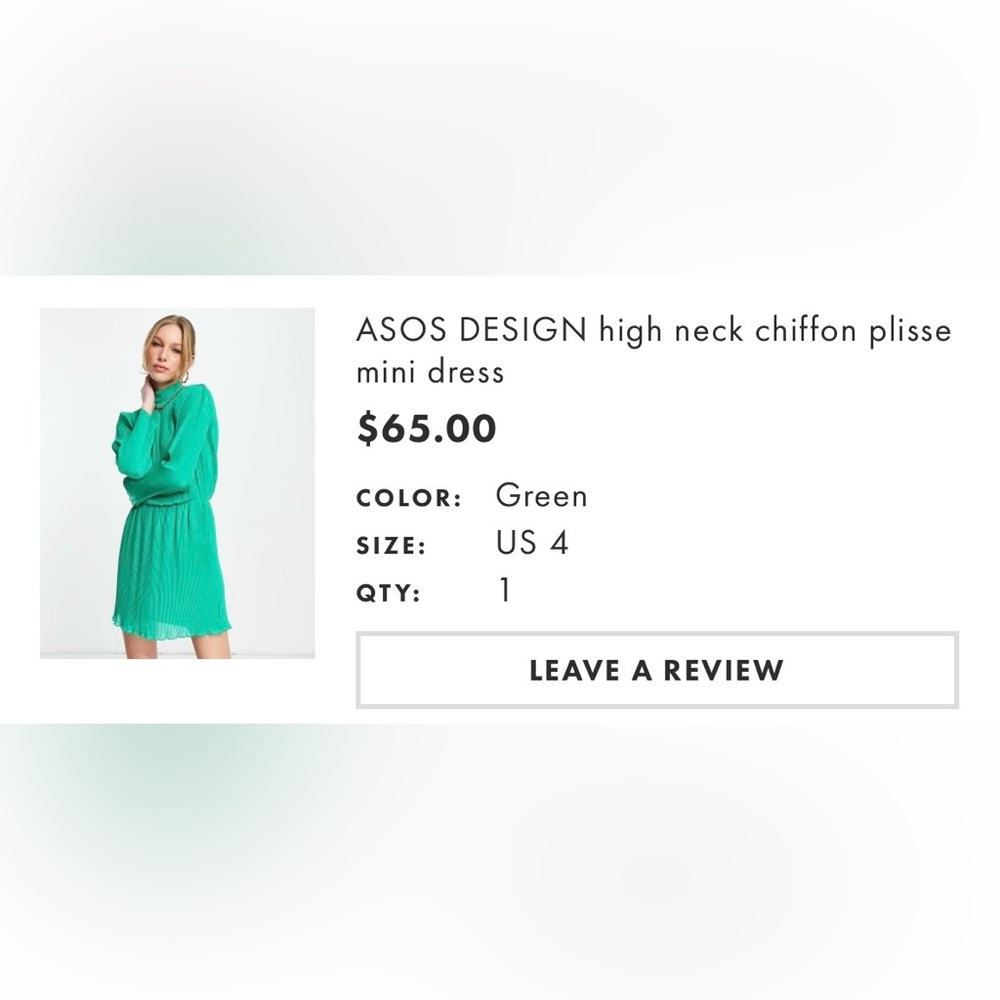 ASOS Green Chiffon Mini Dress
